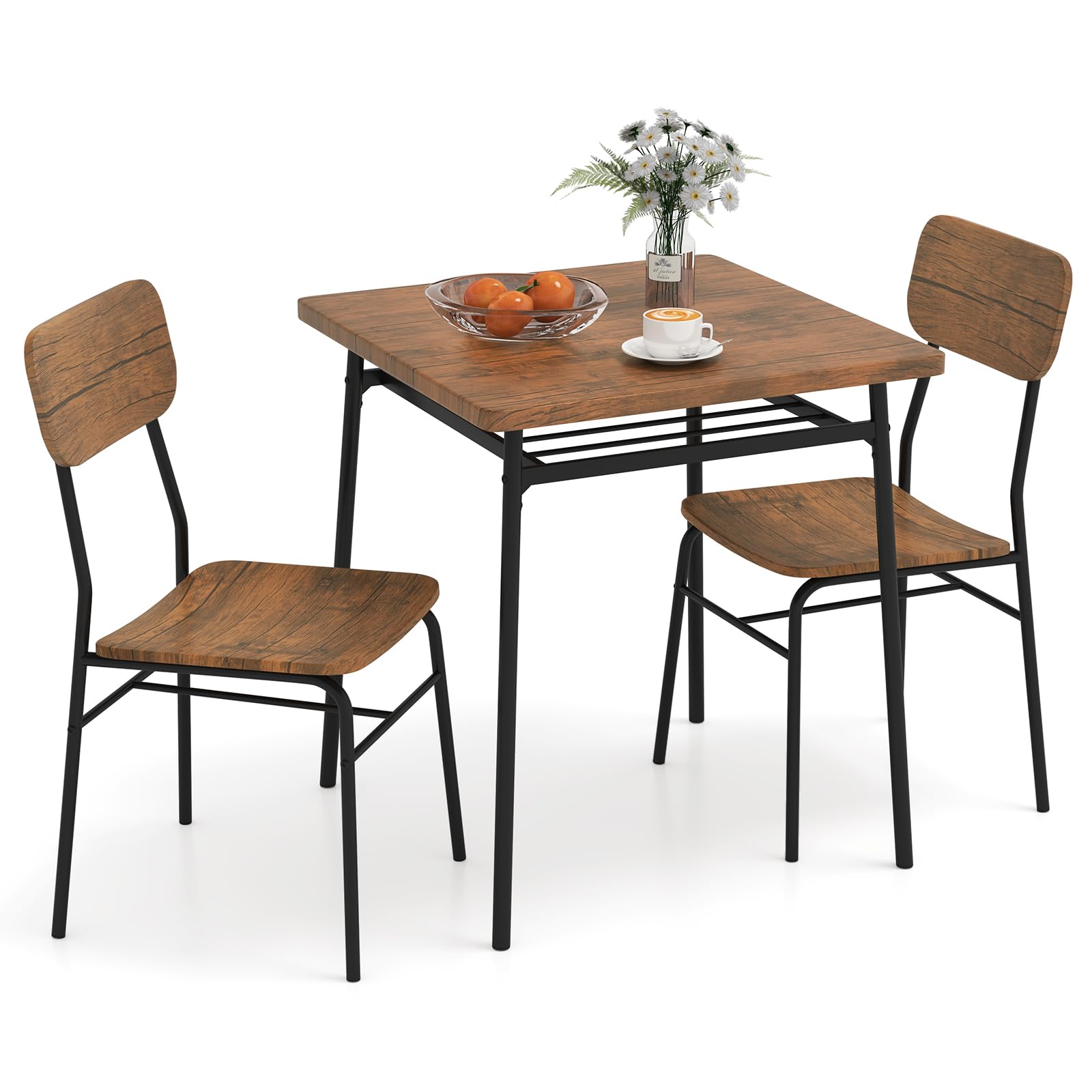 Tangkula Square Dining Table Set for 2